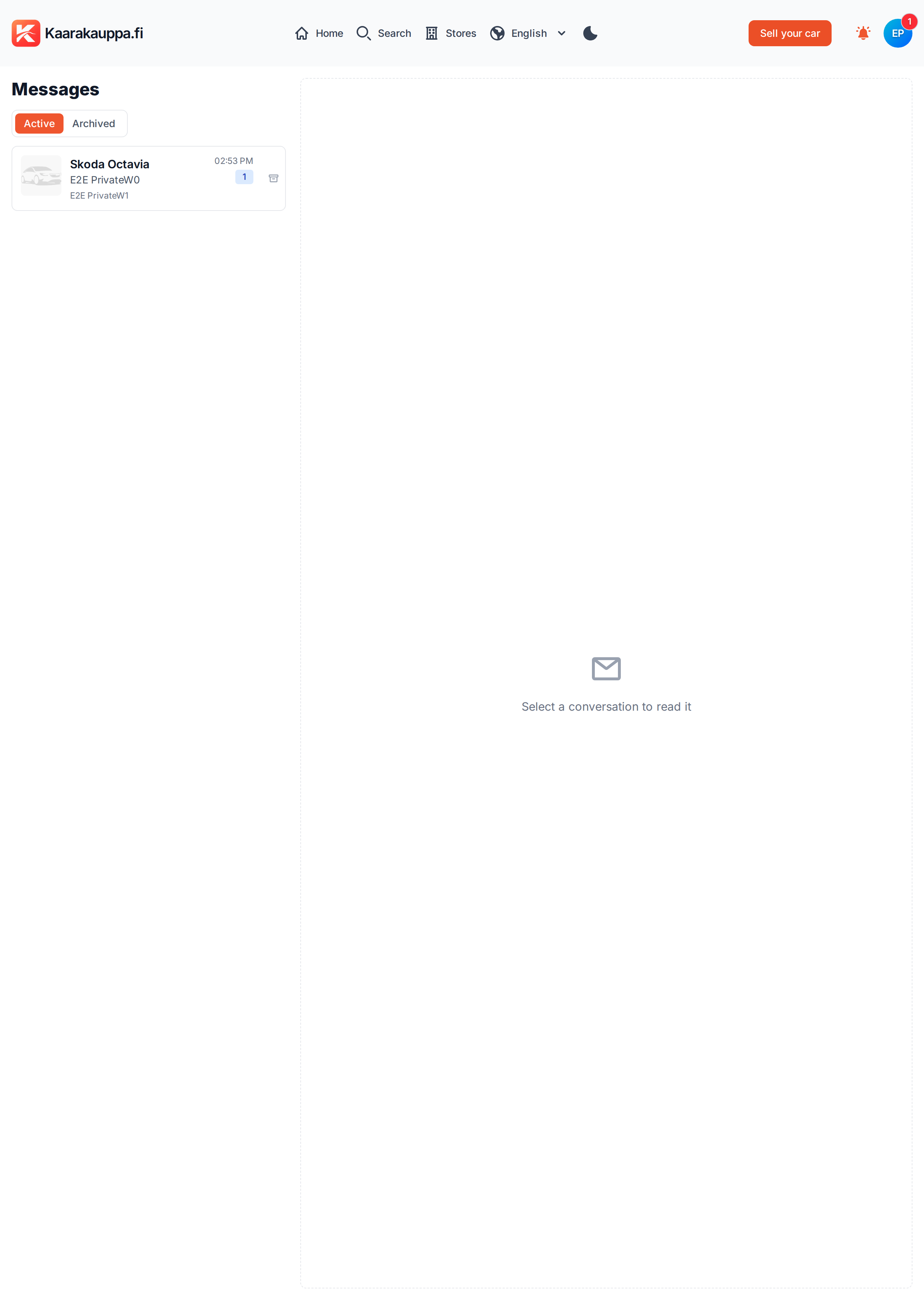 Messages inbox showing the list of conversations